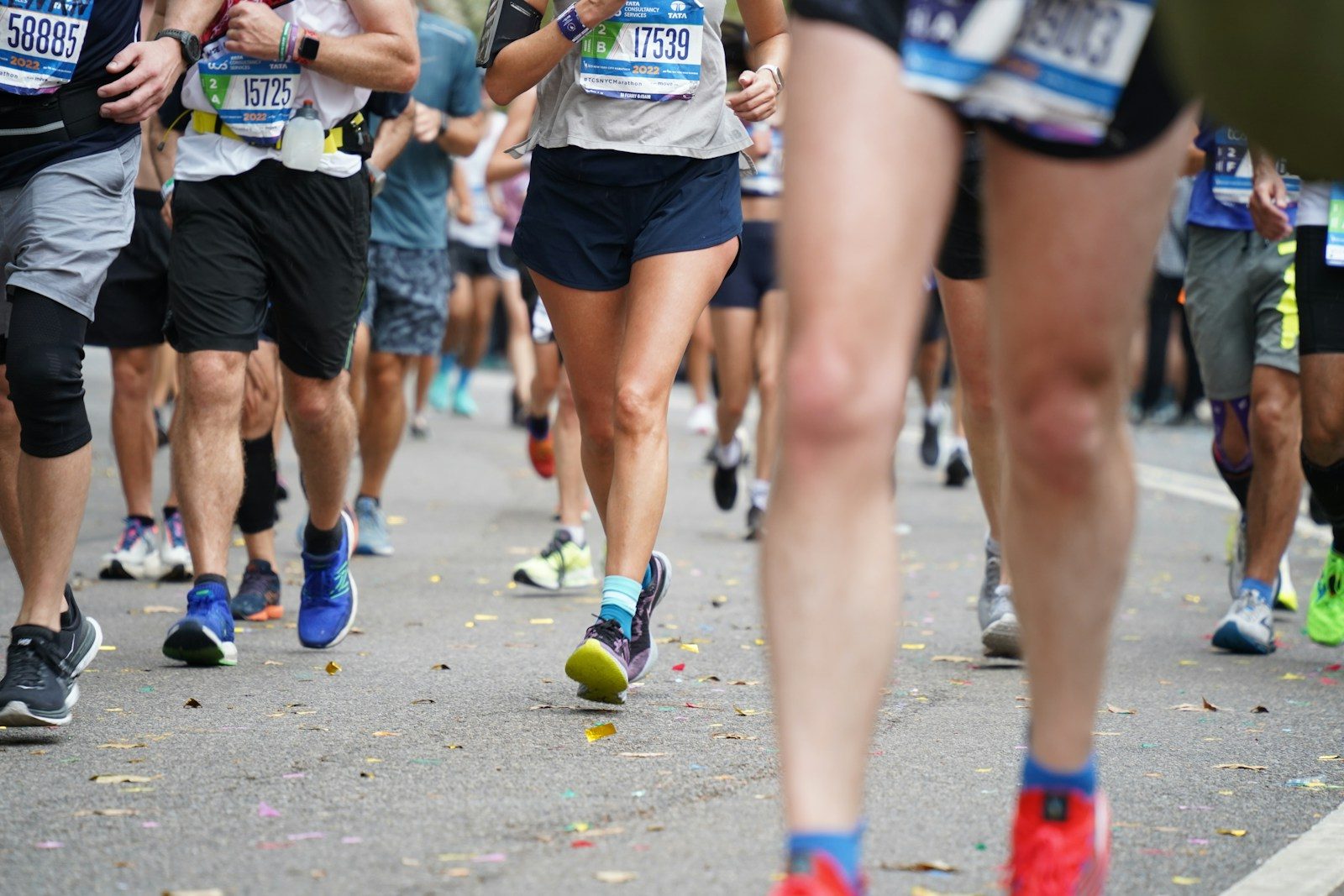 a group of people running